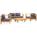 vidaXL 4-delige Loungeset met kussens massief acaciahout grijs