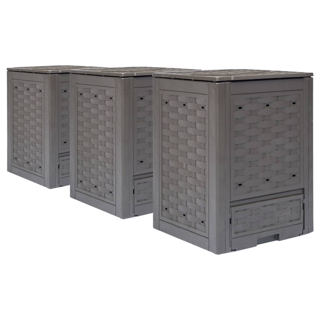 vidaXL Compostbakken 2 st 600 L 60x60x83 cm kunststof rattan bruin