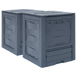 vidaXL Compostbakken 2 st 520 L 60x60x73 cm grijs