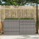 vidaXL Raised Planter with 4 Pots 2 pcs Poly Rattan Grey