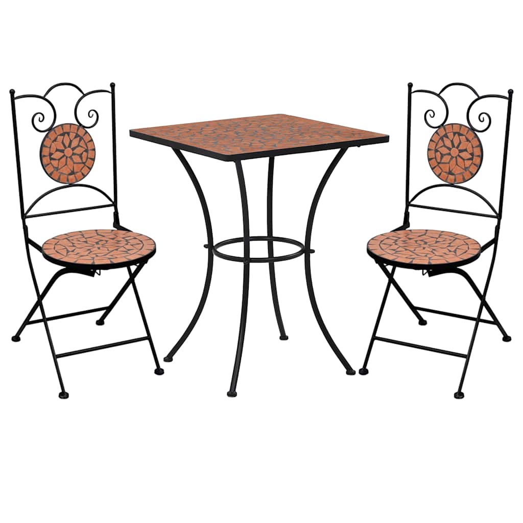 vidaXL 3-delige Bistroset keramische tegel terracotta