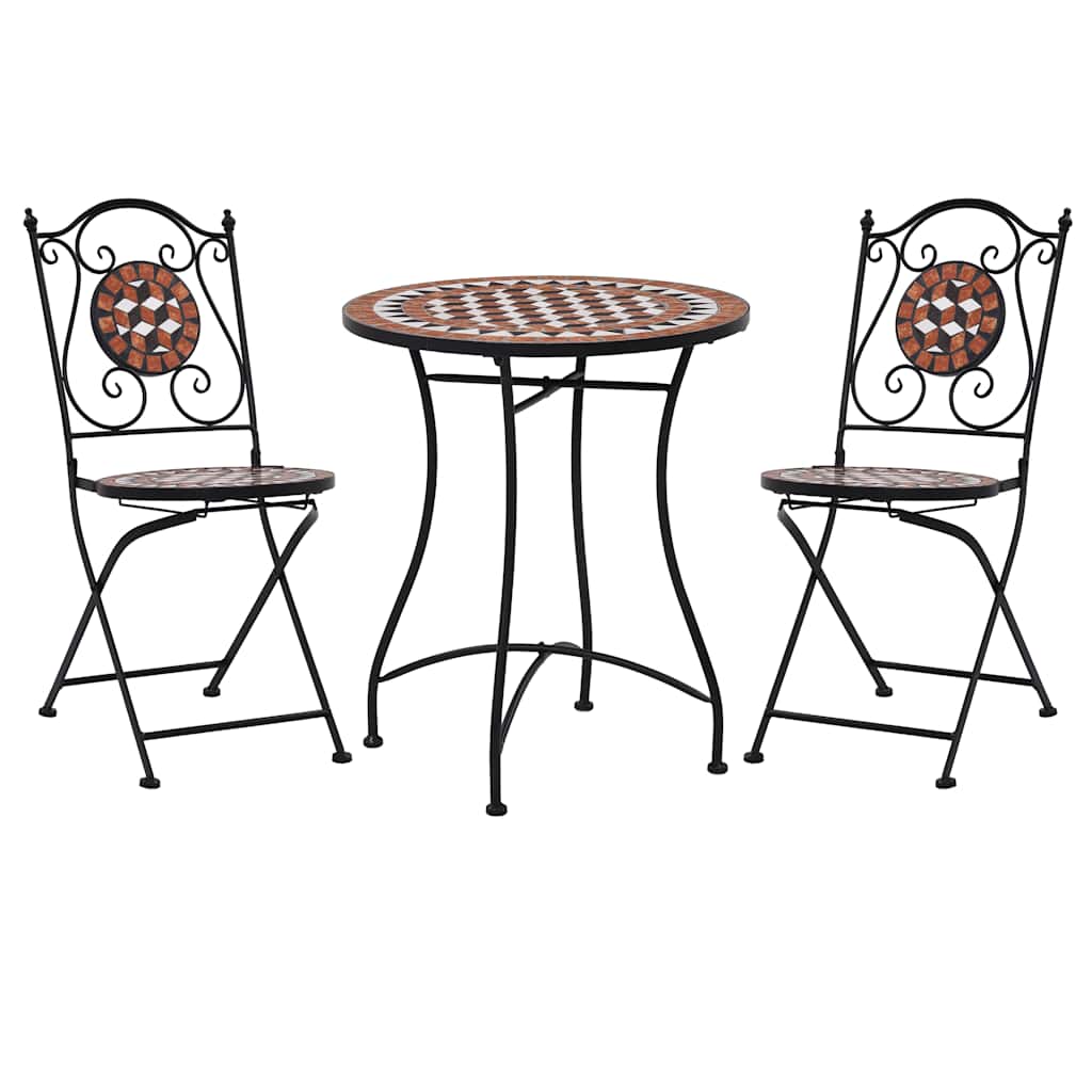 vidaXL 3-Piece Mosaic Bistro Set Ceramic Tile Terracotta