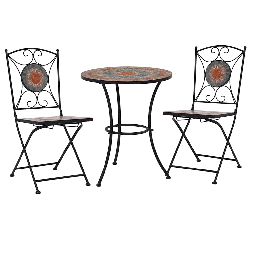 vidaXL 3-Piece Mosaic Bistro Set Ceramic Tile Terracotta