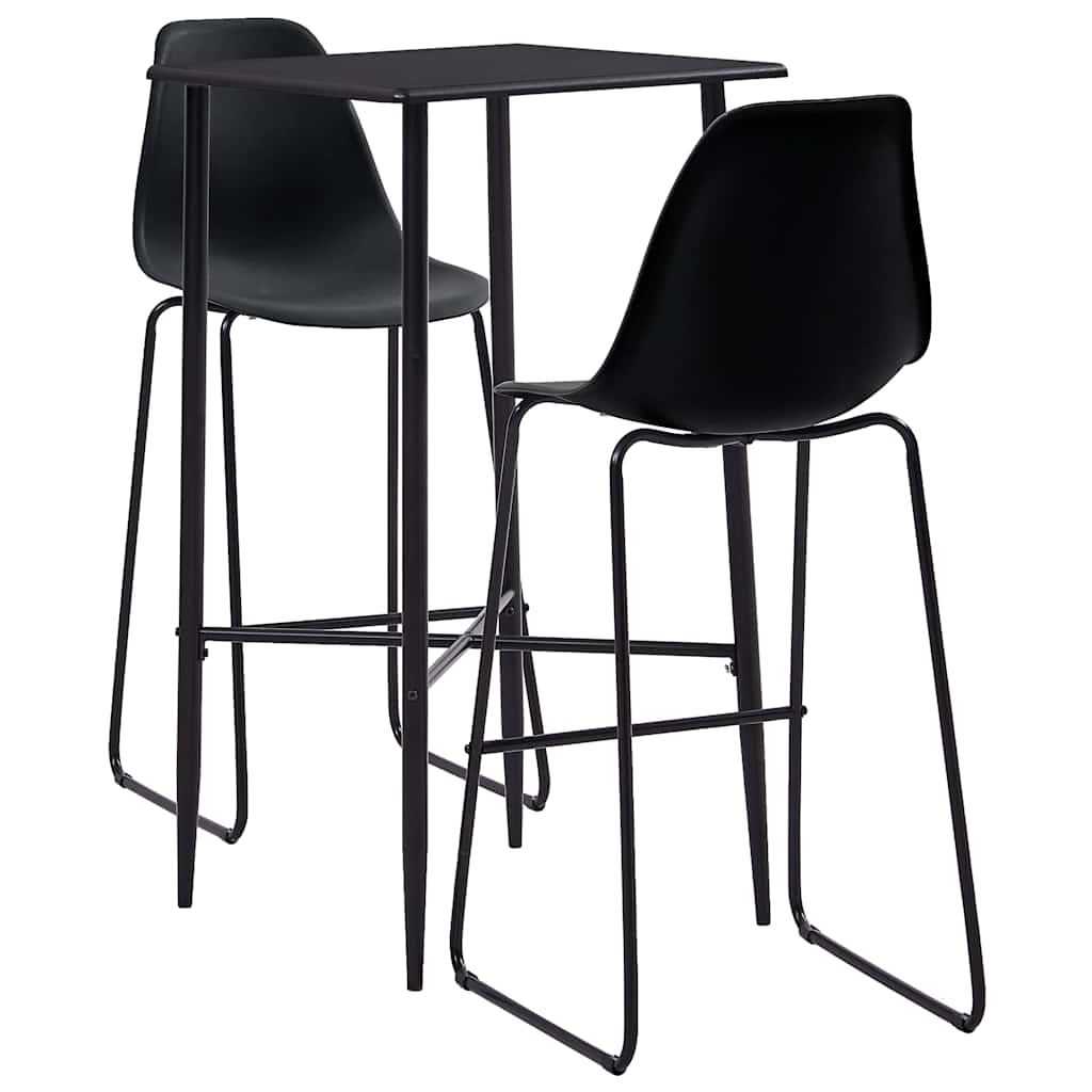 vidaXL 3-Piece Plastic Bar Set Black