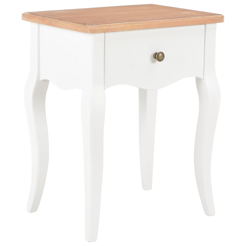 vidaXL Bedside Cabinet 40x30x50 cm Solid Pine Wood White and Brown