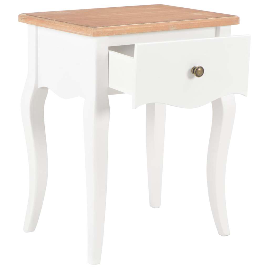 vidaXL Bedside Cabinet 40x30x50 cm Solid Pine Wood White and Brown
