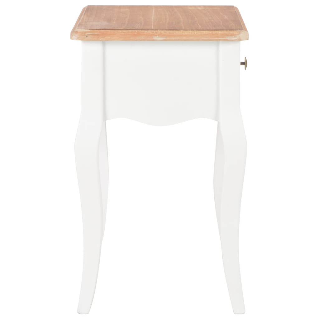 vidaXL Bedside Cabinet 40x30x50 cm Solid Pine Wood White and Brown