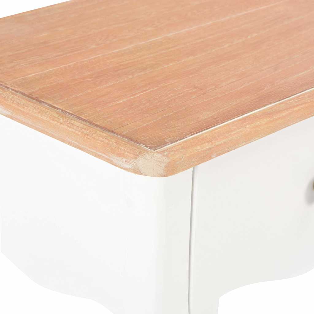 vidaXL Bedside Cabinet 40x30x50 cm Solid Pine Wood White and Brown