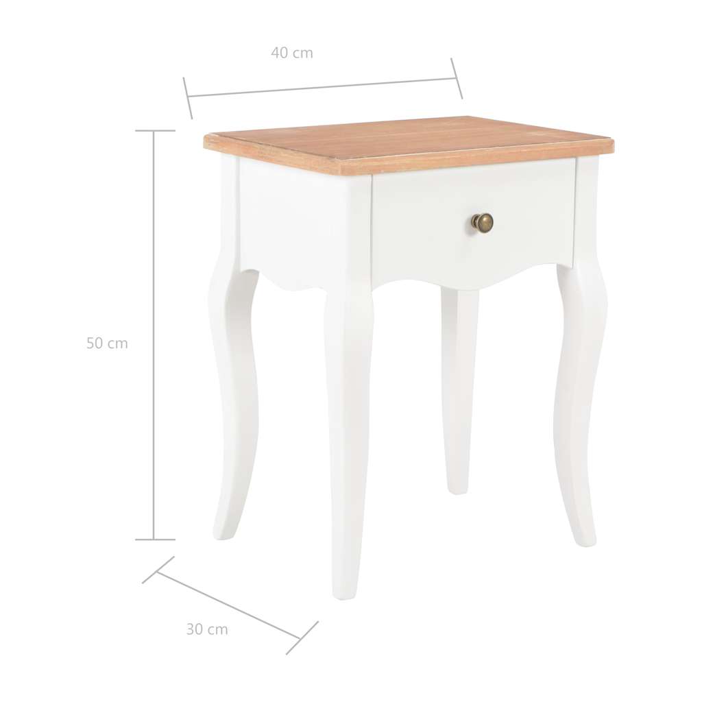 vidaXL Bedside Cabinet 40x30x50 cm Solid Pine Wood White and Brown