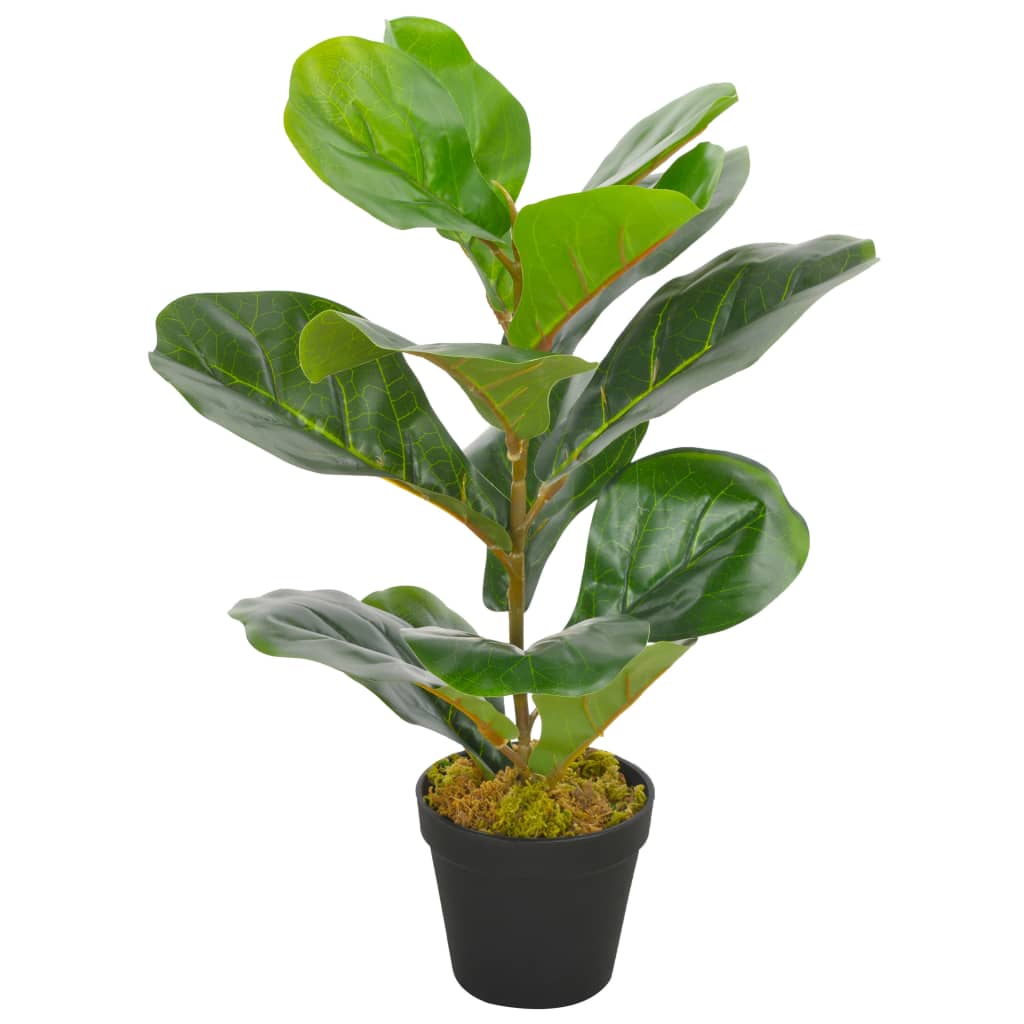 vidaXL Artificial Fiddle Leaf Fig Plant with Pot 45 cm Green