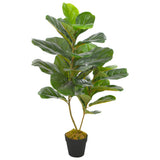 vidaXL Artificial Fiddle Leaf Fig Plant with Pot 45 cm Green