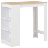 vidaXL Bar Table with Shelf 110x50x103 cm White