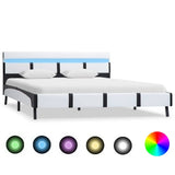 vidaXL Bedframe met LED kunstleer wit en zwart 90x200 cm