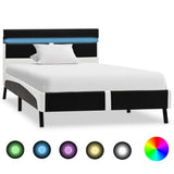 vidaXL Bedframe met LED kunstleer wit en zwart 90x200 cm