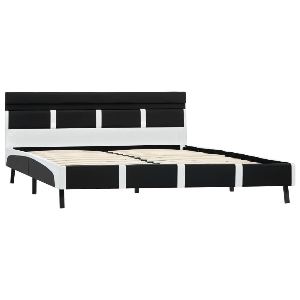 vidaXL Bedframe met LED kunstleer wit en zwart 90x200 cm