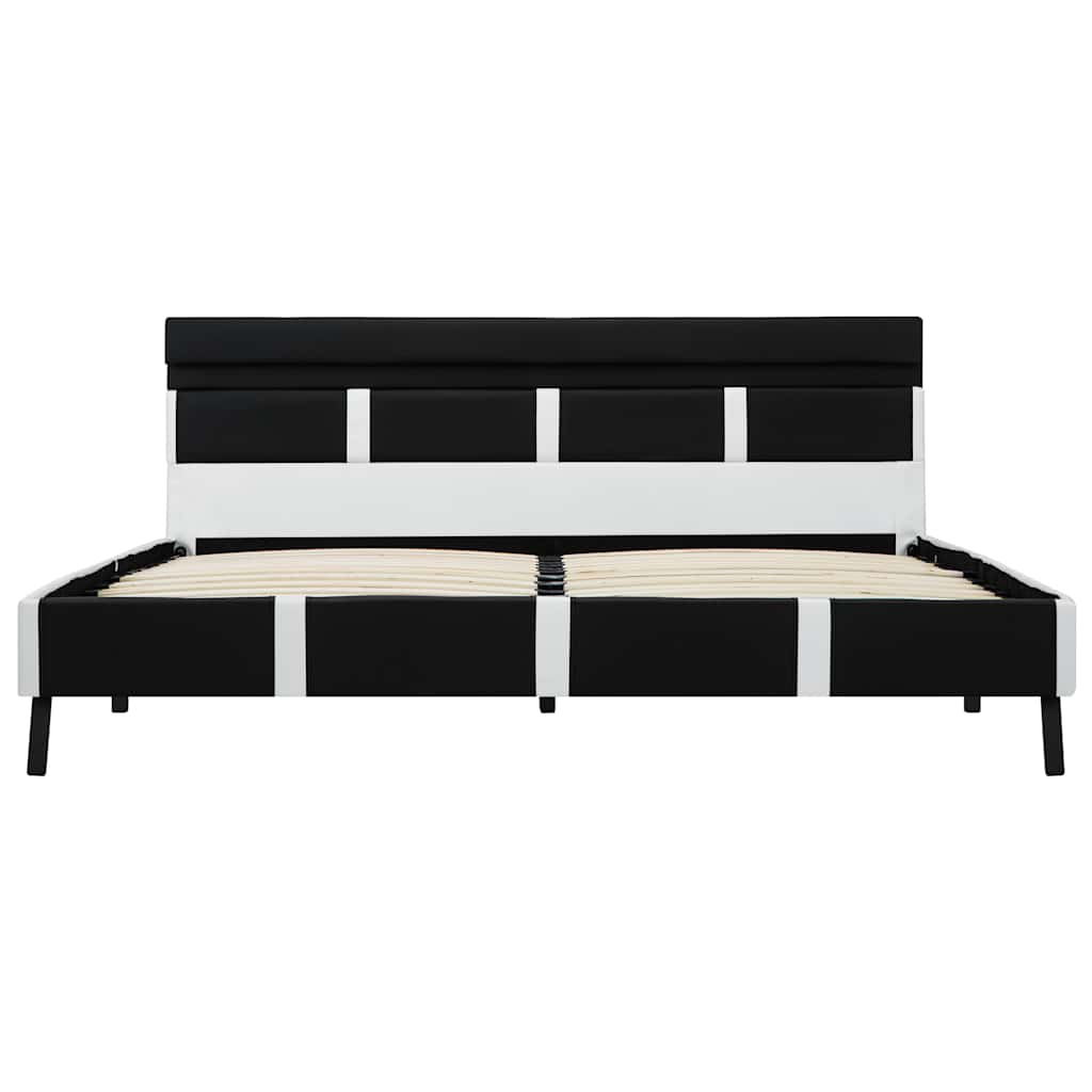 vidaXL Bedframe met LED kunstleer wit en zwart 90x200 cm