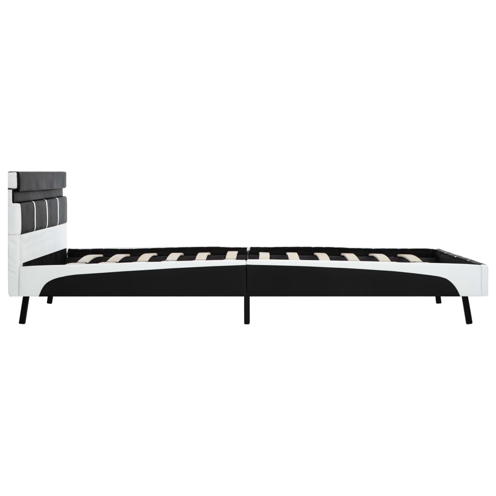 vidaXL Bedframe met LED kunstleer wit en zwart 90x200 cm