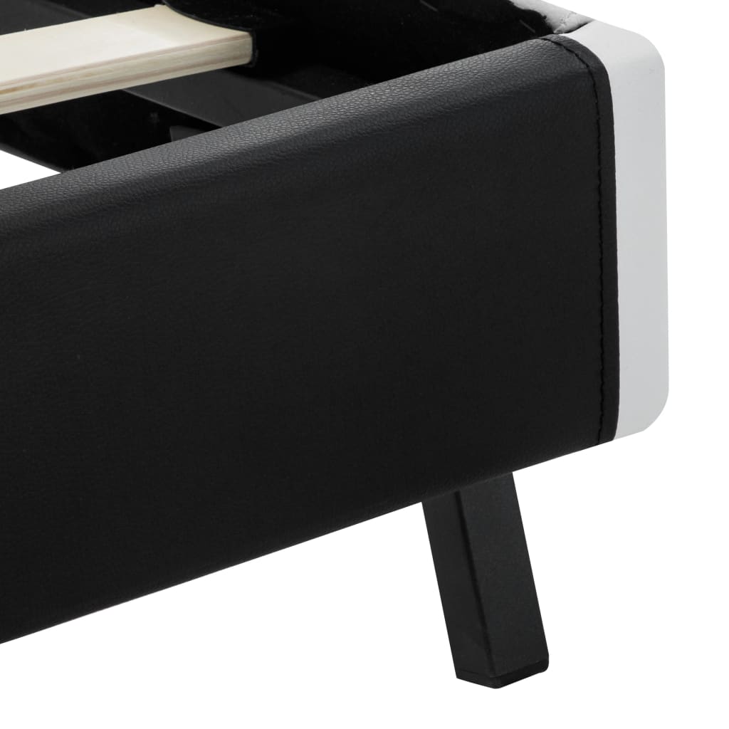 vidaXL Bedframe met LED kunstleer wit en zwart 90x200 cm