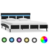 vidaXL Bedframe met LED kunstleer wit en zwart 90x200 cm