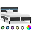 vidaXL Bedframe met LED kunstleer wit en zwart 90x200 cm