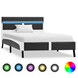 vidaXL Bedframe met LED kunstleer wit en zwart 90x200 cm