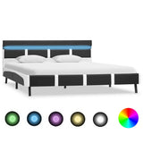 vidaXL Bedframe met LED kunstleer wit en zwart 90x200 cm