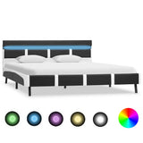 vidaXL Bedframe met LED kunstleer wit en zwart 90x200 cm