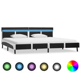 vidaXL Bedframe met LED kunstleer wit en zwart 90x200 cm