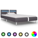 vidaXL Bedframe met LED kunstleer wit 90x200 cm