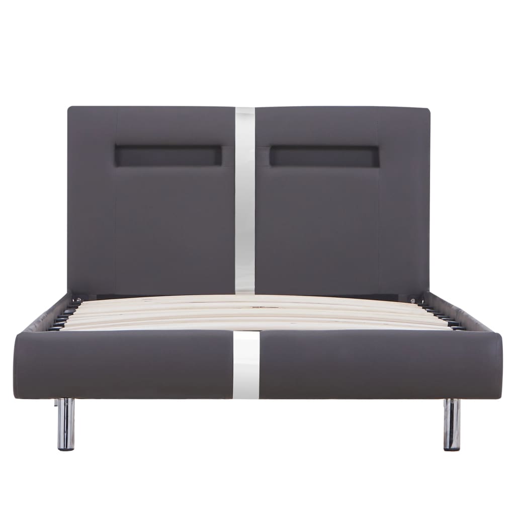 vidaXL Bedframe met LED kunstleer wit 90x200 cm