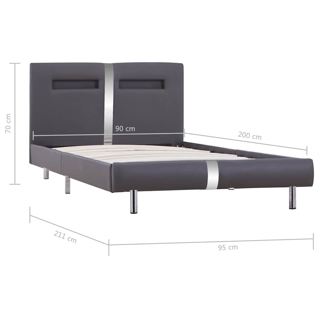vidaXL Bedframe met LED kunstleer wit 90x200 cm