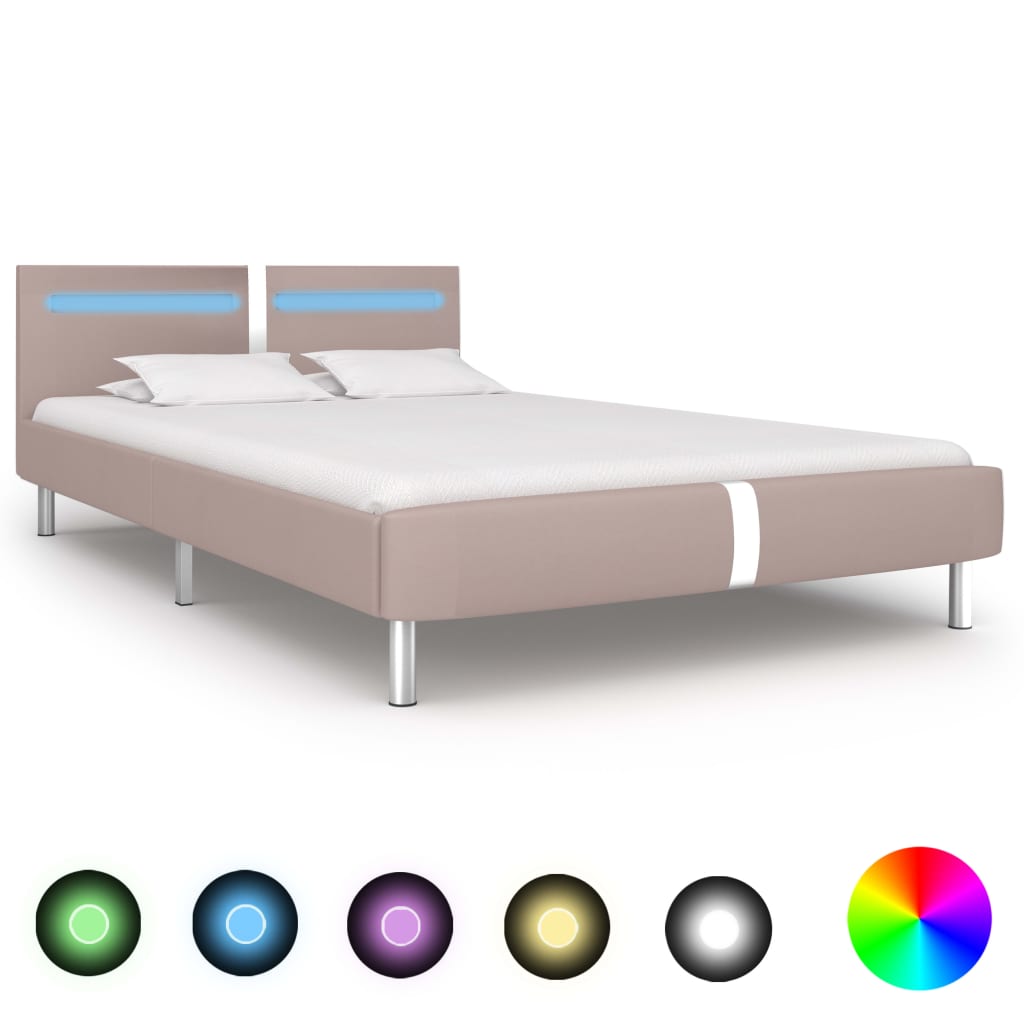vidaXL Bedframe met LED kunstleer wit 90x200 cm