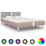 vidaXL Bedframe met LED kunstleer wit 90x200 cm