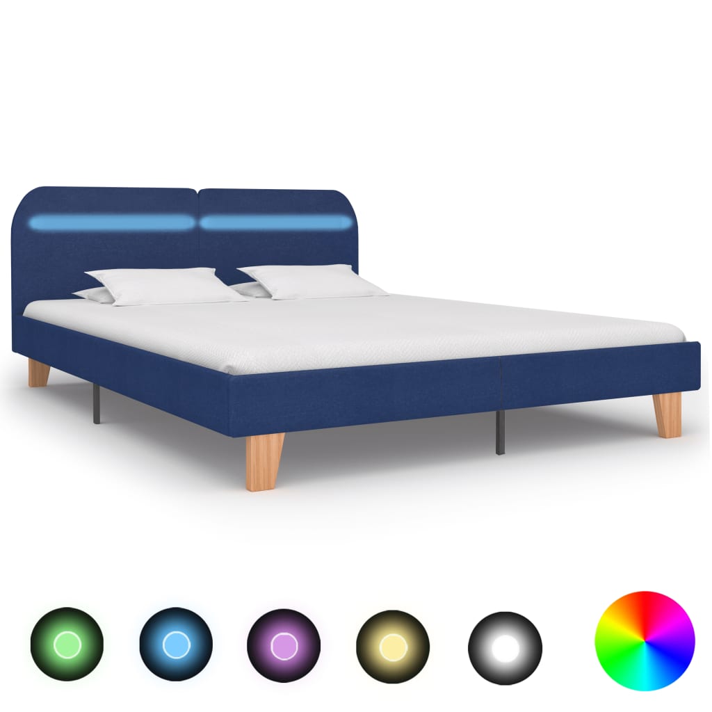 vidaXL Bedframe met LED stof donkergrijs 180x200 cm