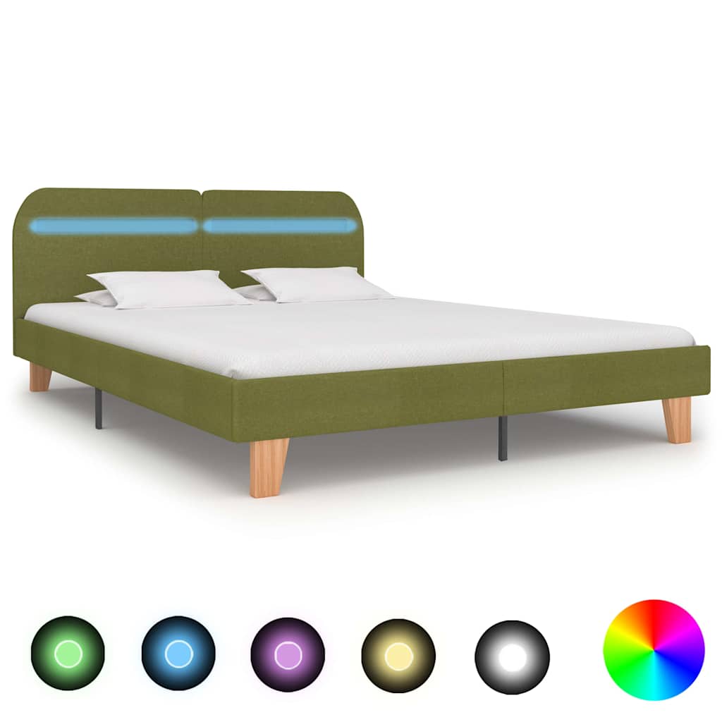 vidaXL Bedframe met LED stof donkergrijs 180x200 cm