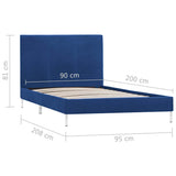 vidaXL Bedframe stof zwart 90x200 cm