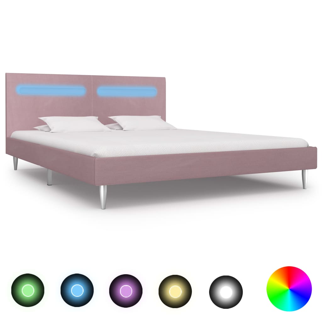 vidaXL Bedframe met LED stof blauw 160x200 cm