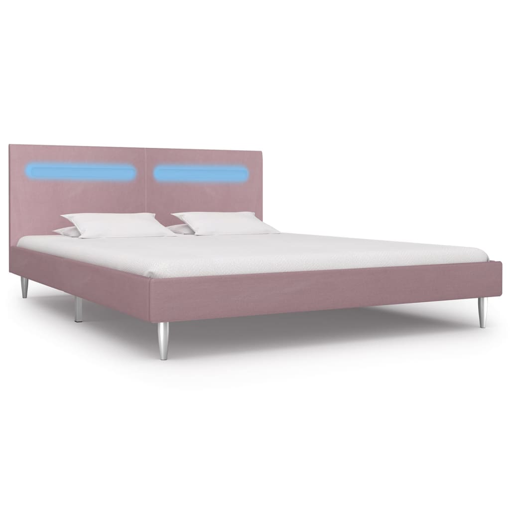 vidaXL Bedframe met LED stof blauw 160x200 cm