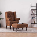 vidaXL Fauteuil et banque de rangement Chesterfield-stijl kunstsuède brun