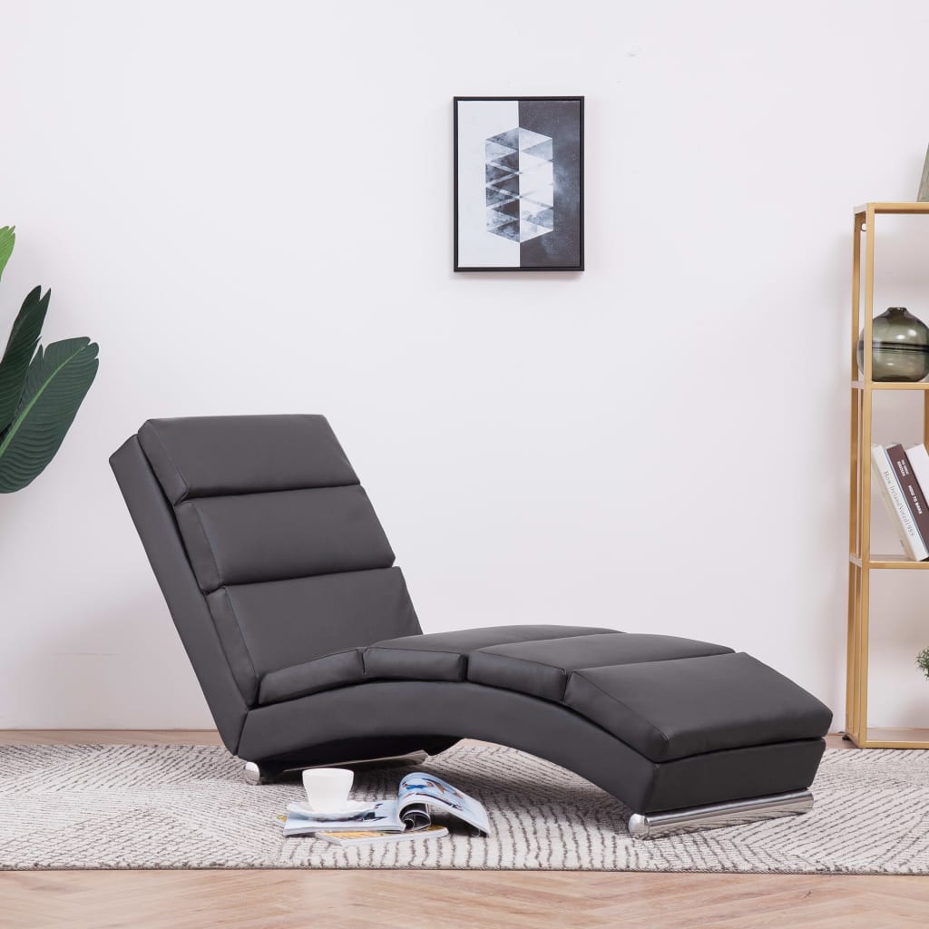 vidaXL Chaise longue kunstleer zwart