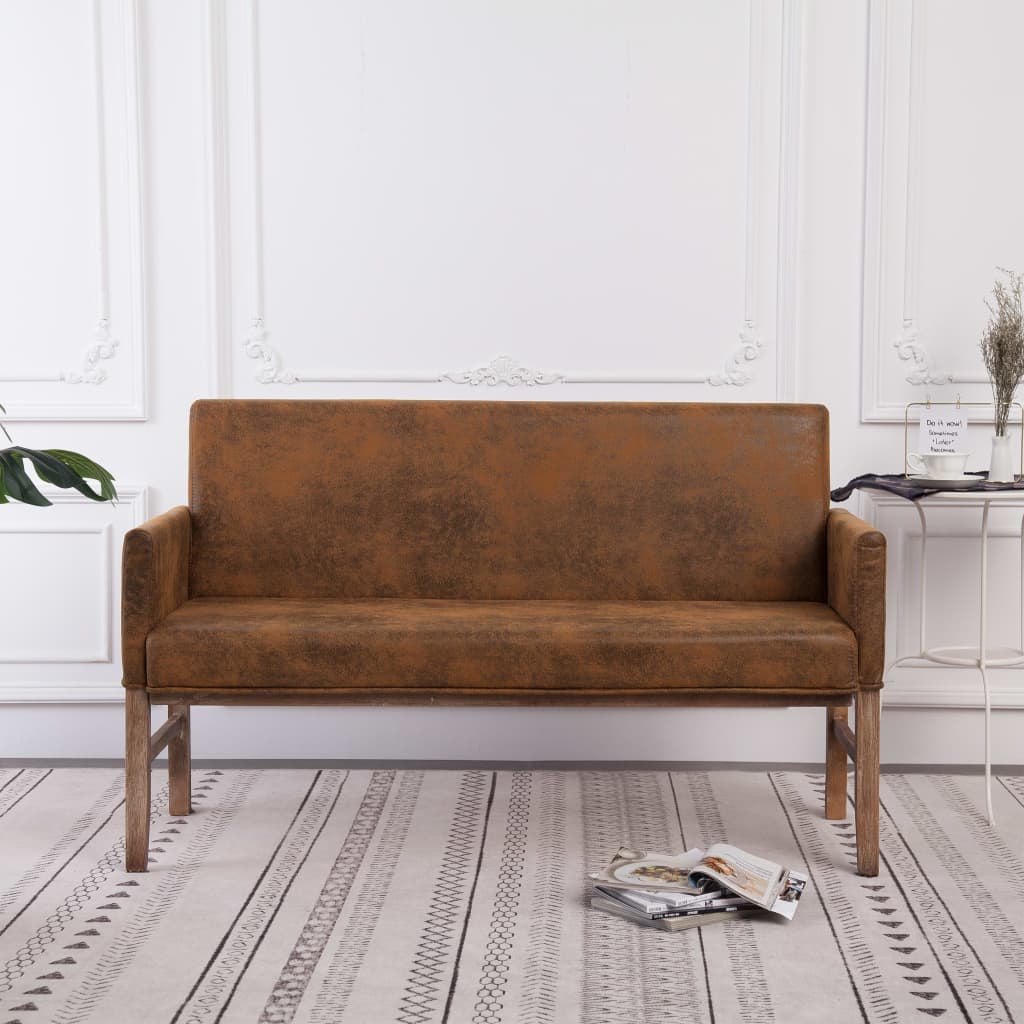vidaXL Bench 139.5 cm faux suede brown