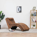 vidaXL Massage Chaise Lounge with Pillow Faux Suede Brown