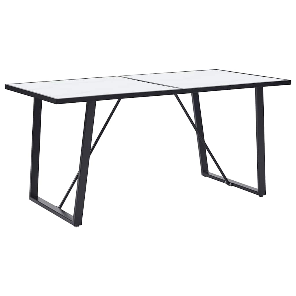vidaXL Dining Table 160x80x75 cm Tempered Glass White