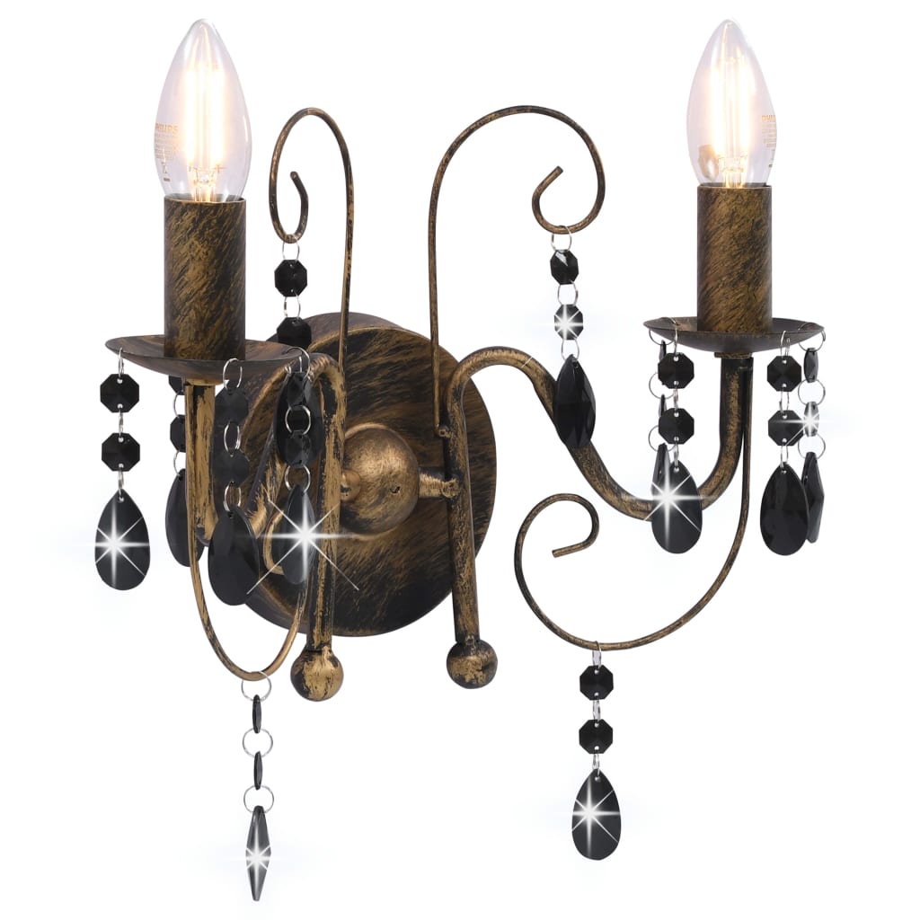 vidaXL Beaded Wall Lamp 2xE14 Antique White