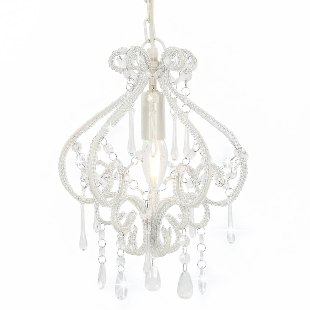 vidaXL Plafondlamp met kralen rond E14 wit