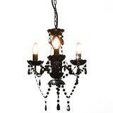 vidaXL Beaded Chandelier Round 3xE14 White