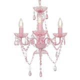 vidaXL Beaded Chandelier Round 3xE14 White