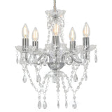 vidaXL Porte-clés avec cristaux ronds 5xE14 couleur argent