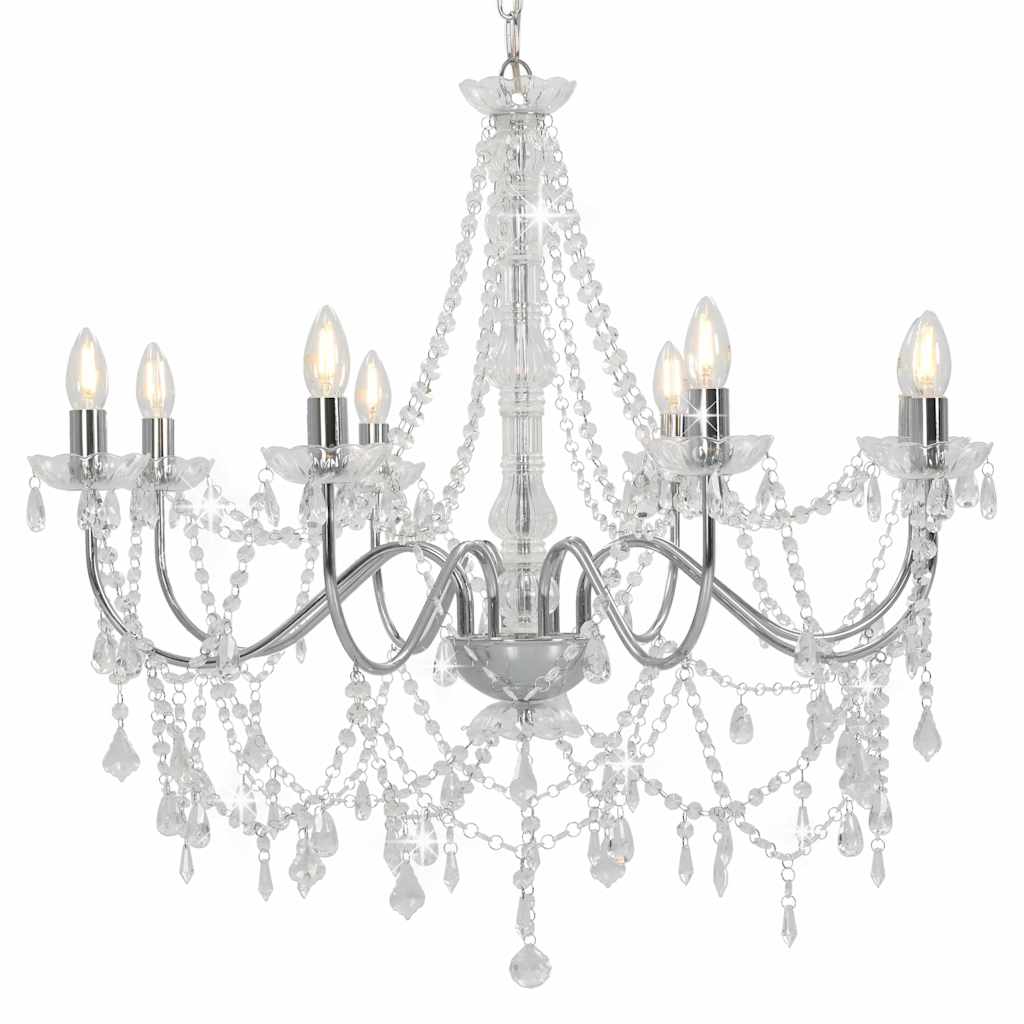 vidaXL Beaded Chandelier 8xE14 white