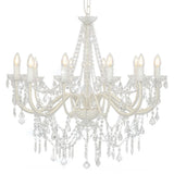 vidaXL Beaded Chandelier 12xE14 white